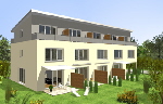 Stoll GmbH, Kirchheim Rosenpark, Neubau 7 RH, 3D Visualisierung, Haus 4-8, Sd-West02